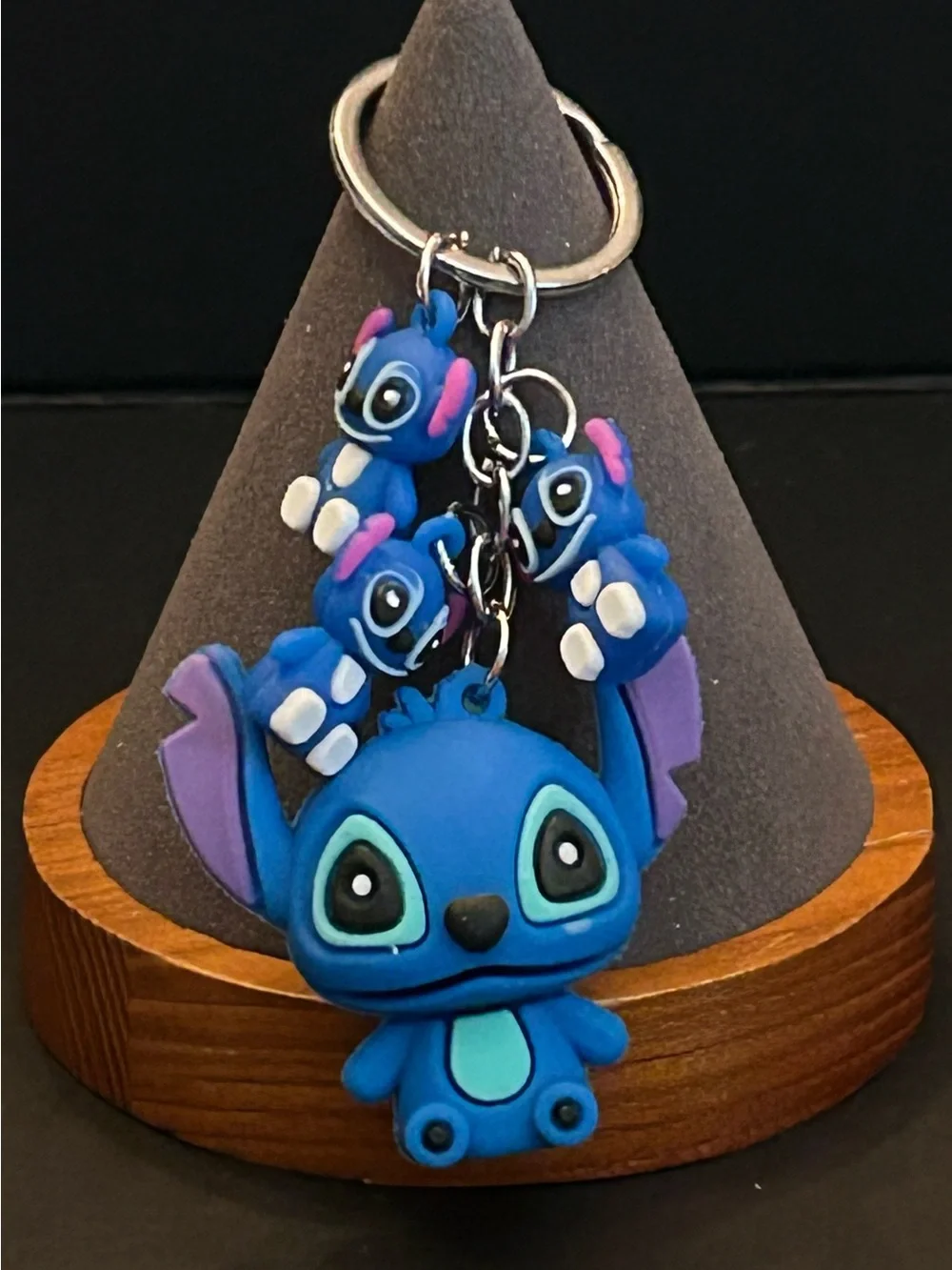 Blue Stitch 4 Characters Backpack Bag Charm Keychain with Mini Charms Brand New